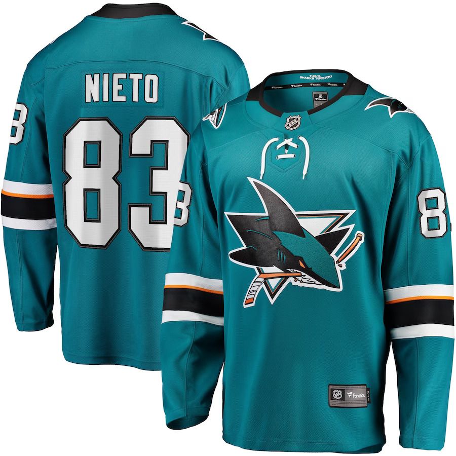 Men San Jose Sharks 83 Matt Nieto Fanatics Branded Teal Breakaway Player NHL Jersey